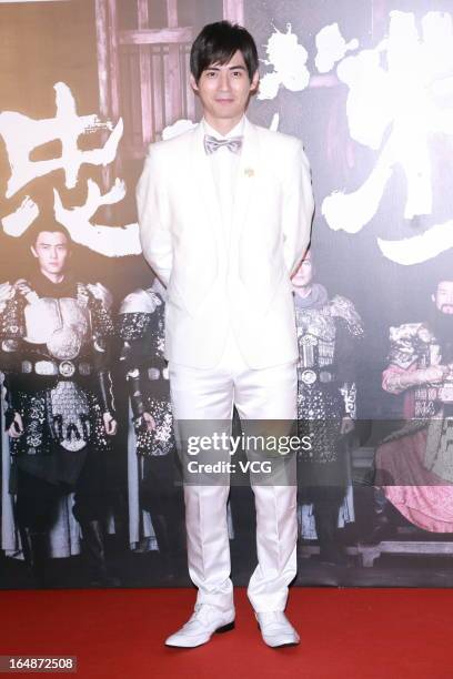 Actor Vic Chou attends "Saving General Yang" premiere at Hong Kong Cultural Centre on March 28, 2013 in Hong Kong, Hong Kong.