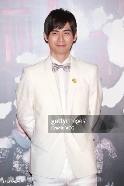 Actor Vic Chou attends "Saving General Yang" premiere at Hong Kong Cultural Centre on March 28, 2013 in Hong Kong, Hong Kong.
