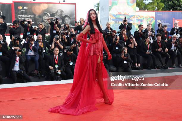 Mariacarla Boscono attends the opening red carpet at the 80th Venice International Film Festival on August 30, 2023 in Venice, Italy.