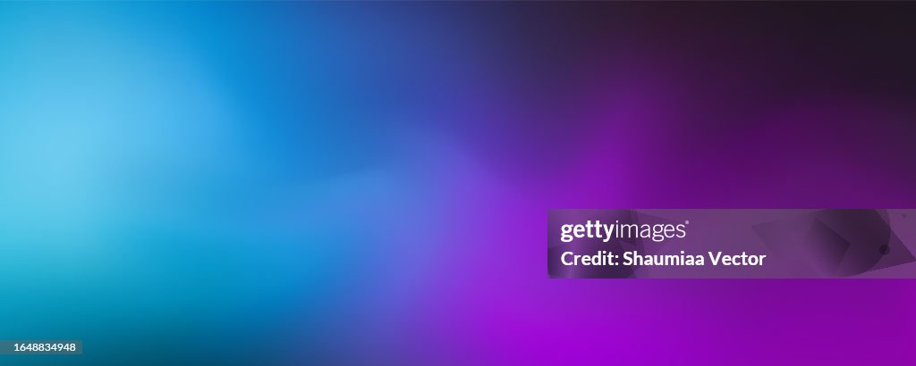 Blurred neon glow black, blue, pink and purple colors flow gradient background. Wide banner modern technology design