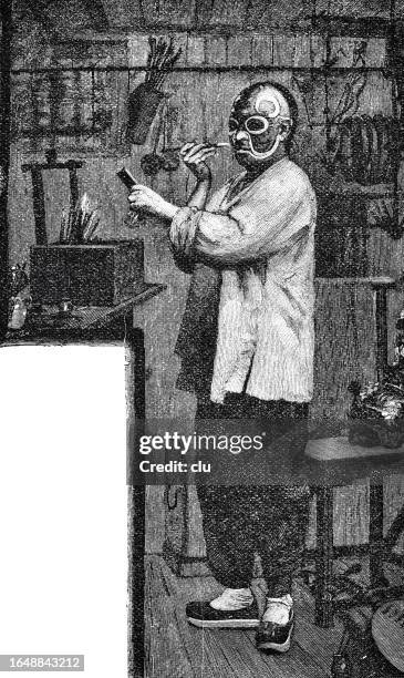 chinese actor makes up - peking opera stock illustrations