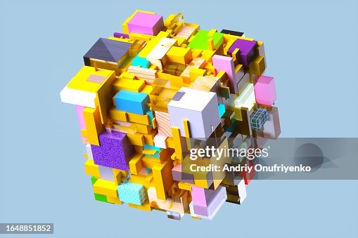 Multicolored cube connection. Multicolored cube connection.