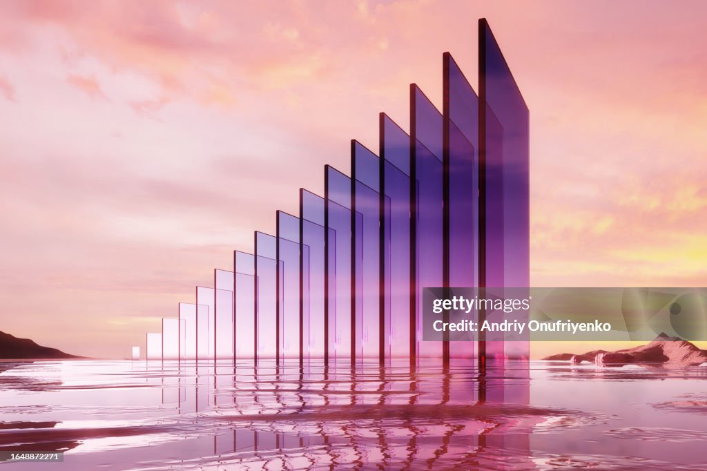 Abstract growing bar graph in nature.