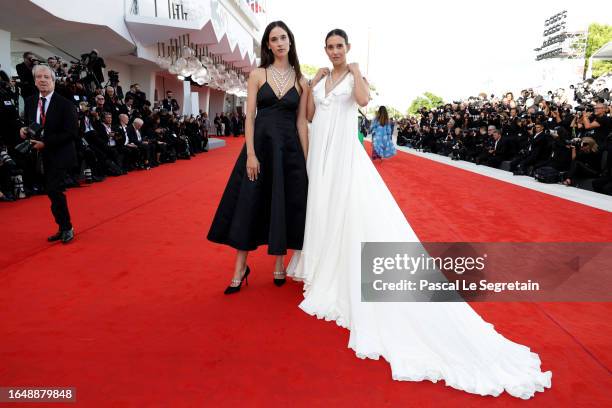 Vera Arrivabene and Viola Arrivabene arrive on the opening red carpet ahead of the "Comandante" screening during the 80th Venice International Film...