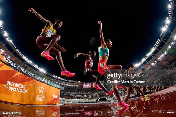 Beatrice Chepkoech of Kenya in the women's 3000m steeplechase final during day nine of the World Athletics Championships Budapest 2023 at National...