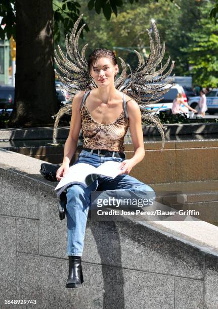 Grace Elizabeth is seen on the set of a Victoria's Secret photoshoot on September 06, 2023 in New York City.