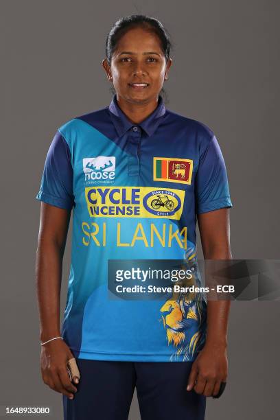 Inoka Ranaweera of Sri Lanka poses for a portrait at The 1st Central County Ground on August 30, 2023 in Hove, England.