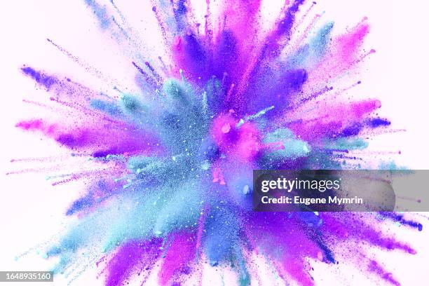 dynamic pink-infused background with magenta and purple powder burst - poder stock pictures, royalty-free photos & images