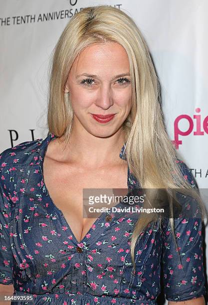 Personality Christa Hastie attends the "Pieces " opening night Los Angeles performance at The Fonda Theatre on March 28, 2013 in Los Angeles,...