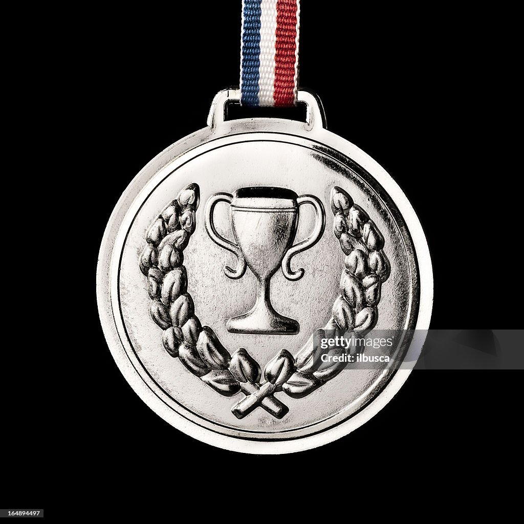 . medals isolated on black: Silver