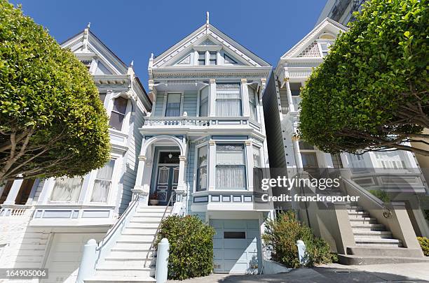 painted ladies on alamo square - san francisco - victorian style home stock pictures, royalty-free photos & images