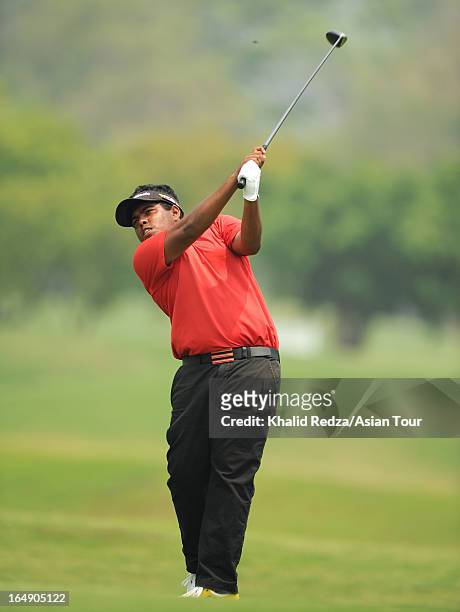 Mithun Perera of Sri Lanka during round two of the Chiangmai Golf Classic at Alpine Golf Resort-Chiangmai on March 29, 2013 in Chiang Mai, Thailand.