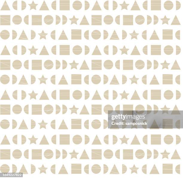 mini moon mod geometric shapes seamless patterned background - half moon pattern stock illustrations