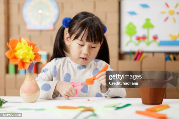 young girl was making craft at home - only japanese stock pictures, royalty-free photos & images