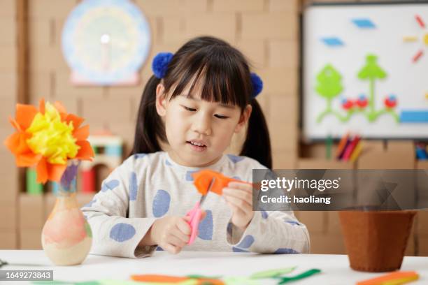 young girl was making craft at home - only japanese stock pictures, royalty-free photos & images