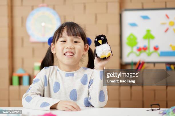 young girl was making craft at home - only japanese stock pictures, royalty-free photos & images