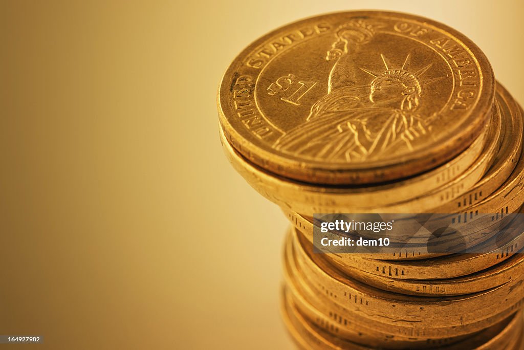 Stack of US dollar coins