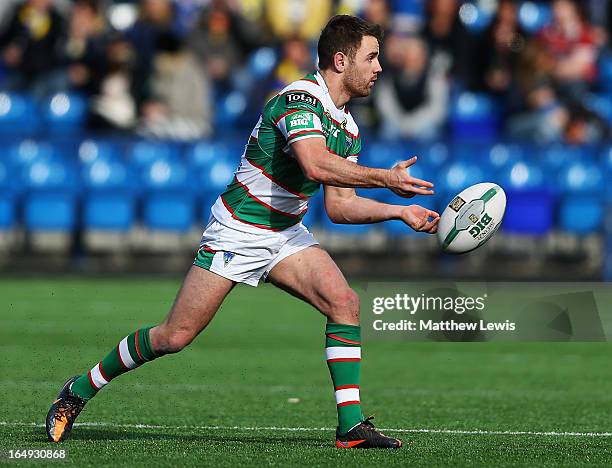 Richard Myler of the Warrington Wolves in action during the Super League match between Widnes Vikings and Warrington Wolves at the Stobart Stadium...