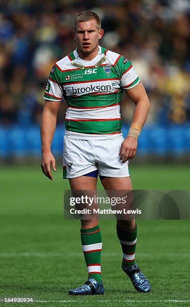 Mike Cooper of the Warrington Wolves in action during the Super League match between Widnes Vikings and Warrington Wolves at the Stobart Stadium...