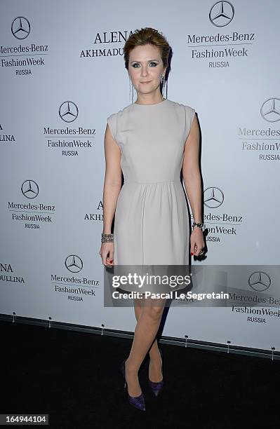 Natalia Sokolova attends the Alena Akhmadullina show during Mercedes-Benz Fashion Week Russia Fall/Winter 2013/2014 at Manege on March 29, 2013 in...