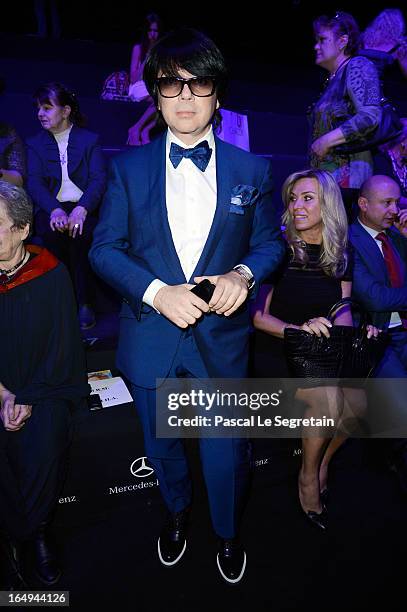 Valentin Yudashkin attends the Slava Zaitsev show during Mercedes-Benz Fashion Week Russia Fall/Winter 2013/2014 at Manege on March 29, 2013 in...