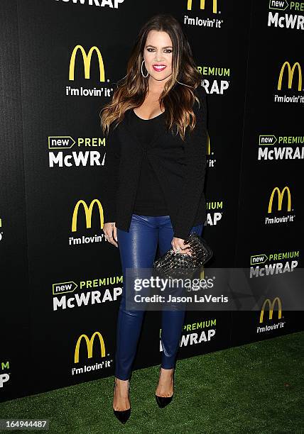 Khloe Kardashian attends the McDonald's Premium McWrap launch party at Paramount Studios on March 28, 2013 in Hollywood, California.