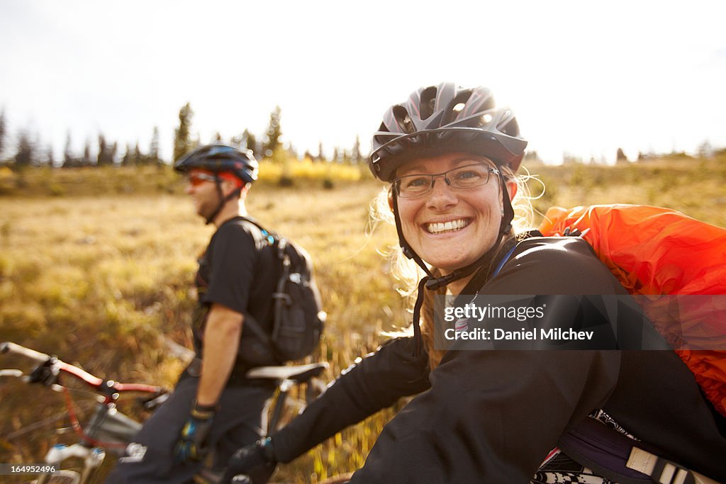 Friends on a bike ride in the backcountry.