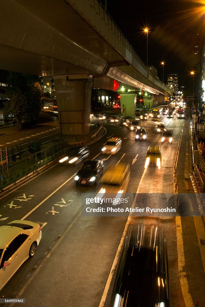 Night traffic in Shibuya, Tokyo