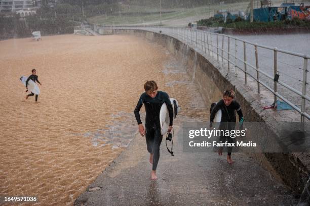 Hail hits Bondi beach in Sydney during a severe storm. August 30th, 2023