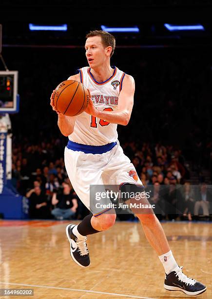 Steve Novak of the New York Knicks in action against the Utah Jazz at Madison Square Garden on March 9, 2013 in New York City. The Knicks defeated...