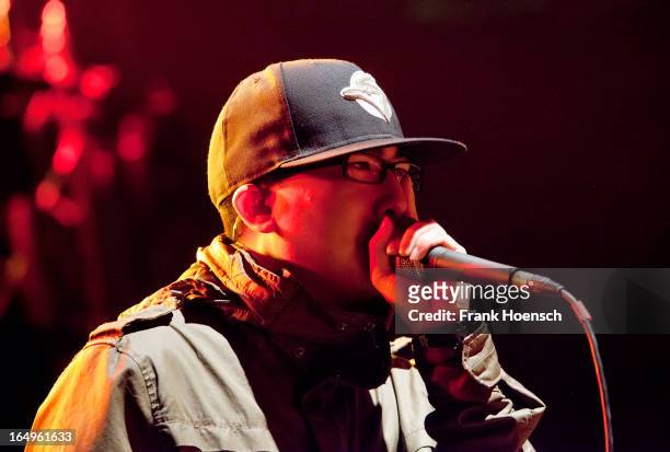 Beatboxer KRNFX performs live in support of Walk Off The Earth during a concert at the Huxleys on March 29, 2013 in Berlin, Germany.