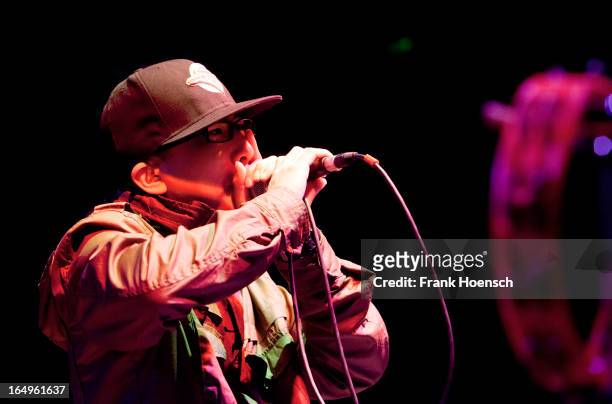 Beatboxer KRNFX performs live in support of Walk Off The Earth during a concert at the Huxleys on March 29, 2013 in Berlin, Germany.