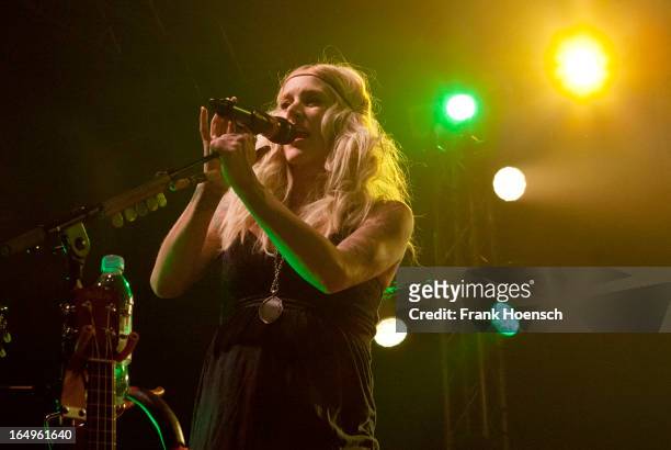 Canadian singer Sarah Blackwood of Walk Off The Earth performs live during a concert at the Huxleys on March 29, 2013 in Berlin, Germany.