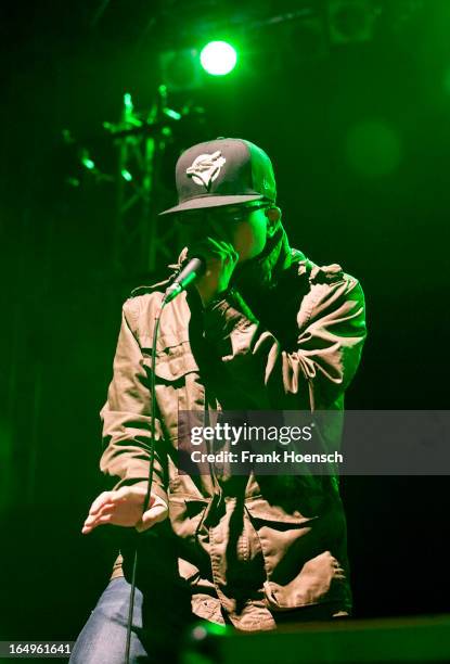 Beatboxer KRNFX performs live in support of Walk Off The Earth during a concert at the Huxleys on March 29, 2013 in Berlin, Germany.