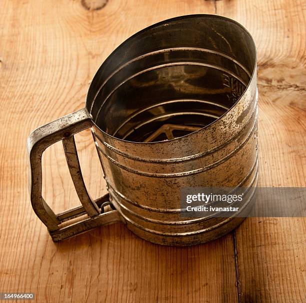 antique flour sifter - flour sifter stock pictures, royalty-free photos & images