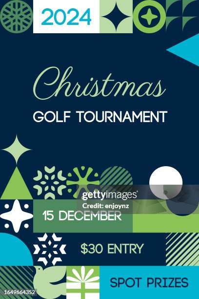 christmas golf tournament poster - snowflake ball 幅插畫檔、美工圖案、卡通及圖標