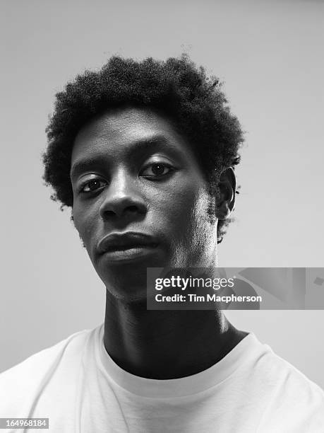 portrait of a young man - black-and-white stockfoto's en -beelden
