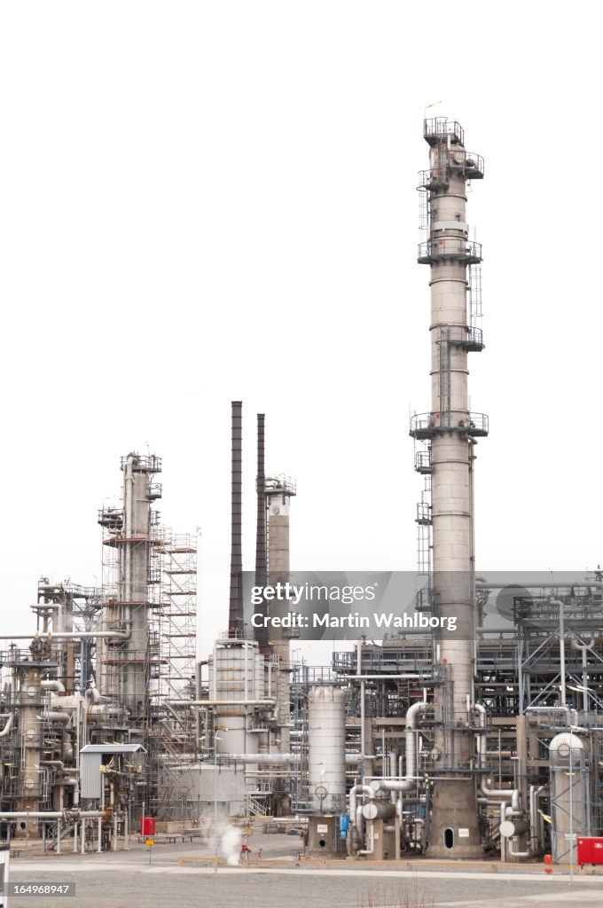 Oil refinery isolated on white