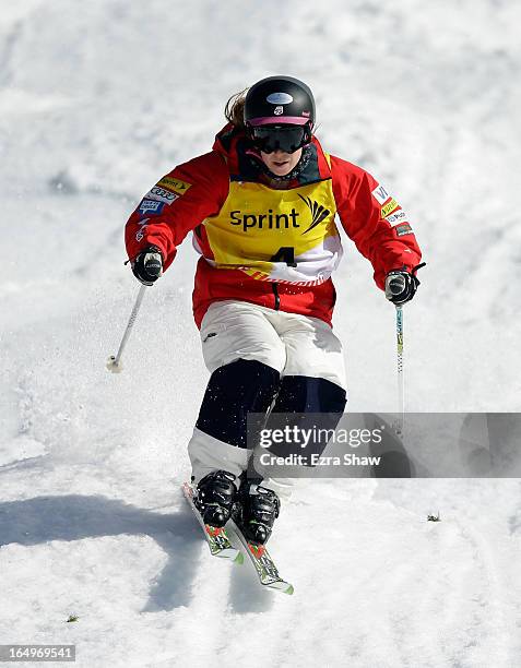 Mikaela Matthews competes in the Ladie's Moguls final at the U.S. Freestyle Moguls National Championship at Heavenly Resort on March 29, 2013 in...