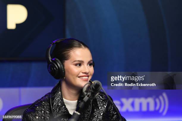 Selena Gomez visits the SiriusXM Studios in Los Angeles at SiriusXM Studios on August 30, 2023 in Los Angeles, California.
