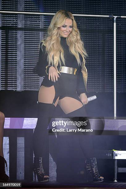 Aubrey O'Day appears In The Knockouts Burlesque Show at Seminole Casino Coconut Creek on March 29, 2013 in Coconut Creek, Florida.