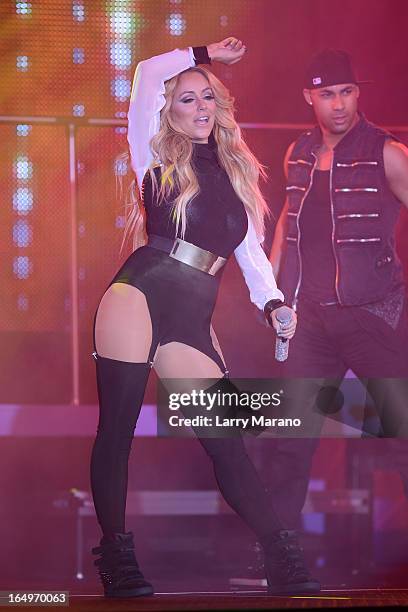 Aubrey O'Day appears In The Knockouts Burlesque Show at Seminole Casino Coconut Creek on March 29, 2013 in Coconut Creek, Florida.