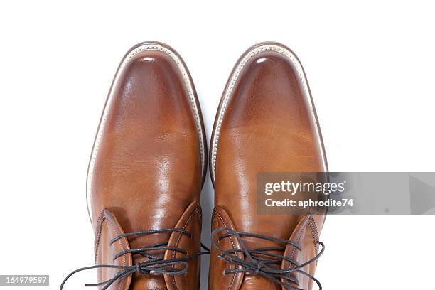 brown leather men shoes - bruine schoen stockfoto's en -beelden