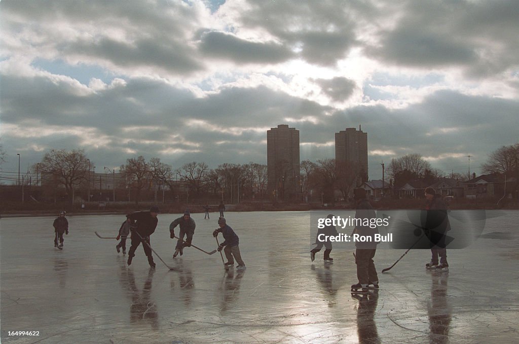 Skate/Grenadier Pond 01/02/02 Skaters on Grenadier Pond in High Park . general skaters and hockey ga