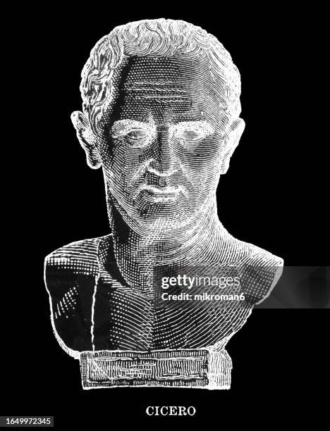 portrait of cicero, roman statesman, lawyer and academic skeptic philosopher - one man only stock illustrations stock pictures, royalty-free photos & images