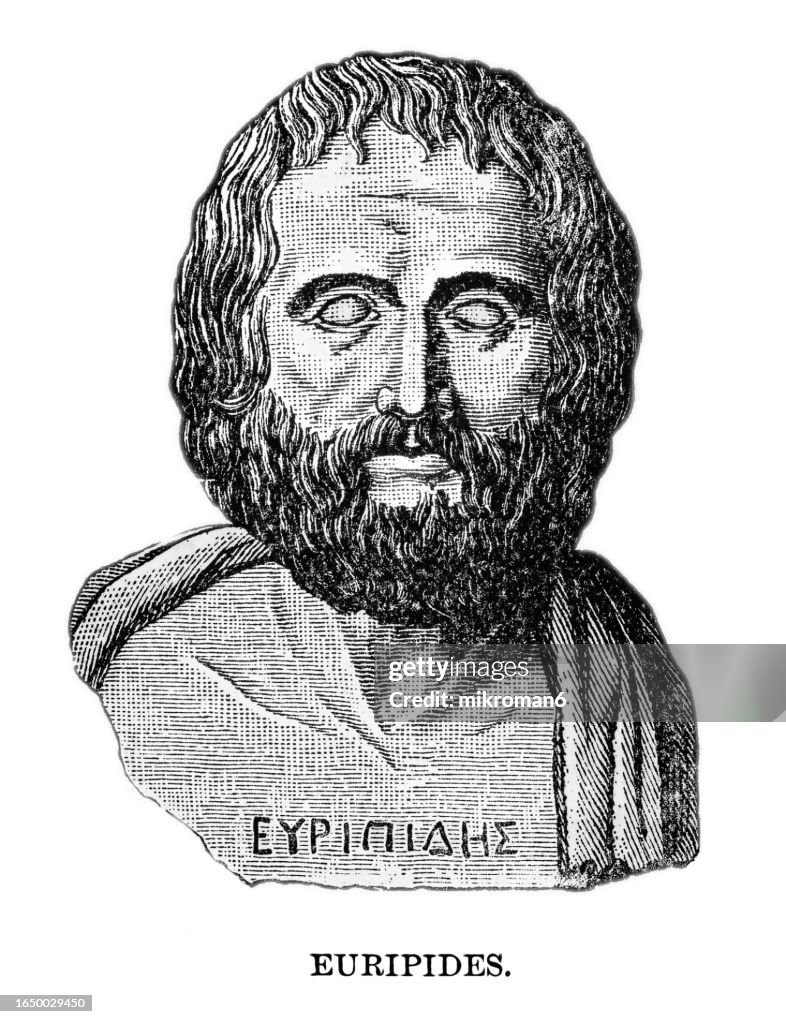 Ancient Greece Bust of Euripides (c. 480 – c. 406 BC) a tragedian of classical Athens (along with Aeschylus and Sophocles, he is one of the three ancient Greek tragedians for whom any plays have survived in full)