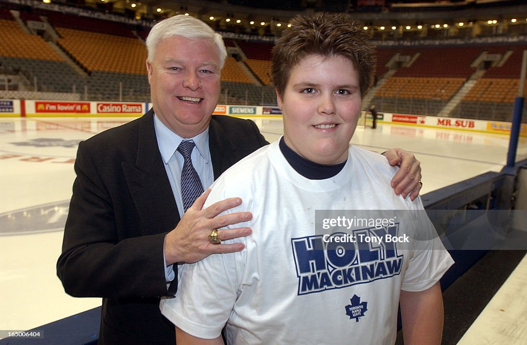 BOWEN - 01/27/04 - Joe Bowen and his son Sean, 13, are selling Holy Mackinaw t-shirts to raise money