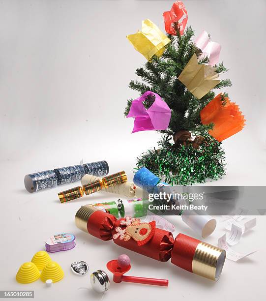 Dec-2009 Five different Christmas crackers, varying in price and contents, to accompany story skedded for special section on holiday entertaining....