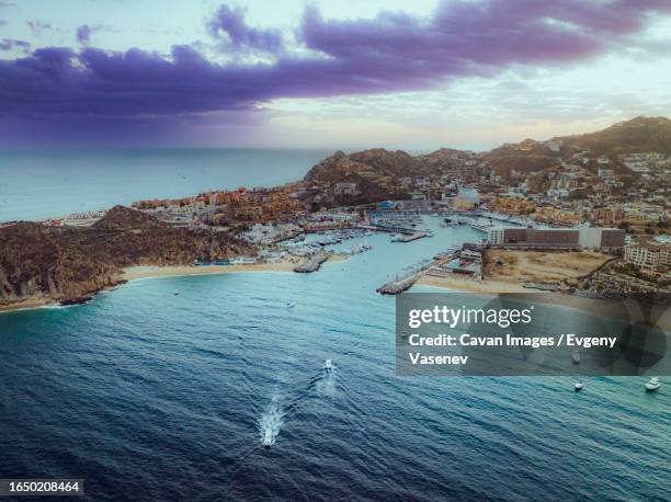 view of the cabo marina with boats and yachts, baja california - mexico skyline stock pictures, royalty-free photos & images