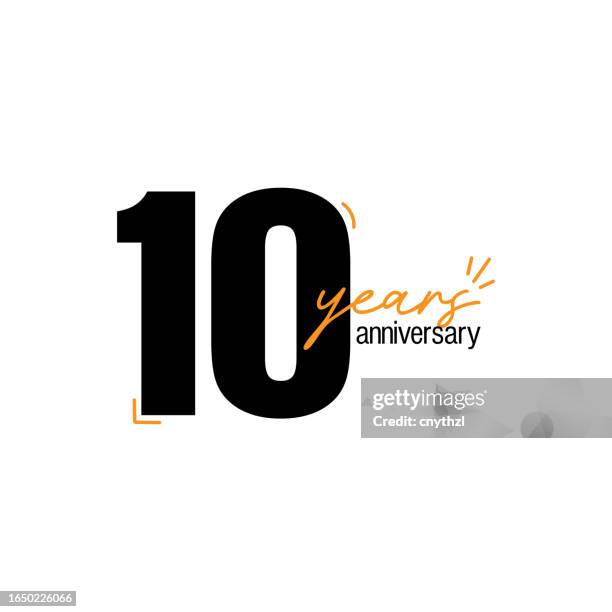 stockillustraties, clipart, cartoons en iconen met 10 years anniversary vector template design illustration for greeting card, poster, brochure, web banner etc. - 10 jarig jubileum